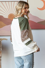 Color Block Animal Print Top