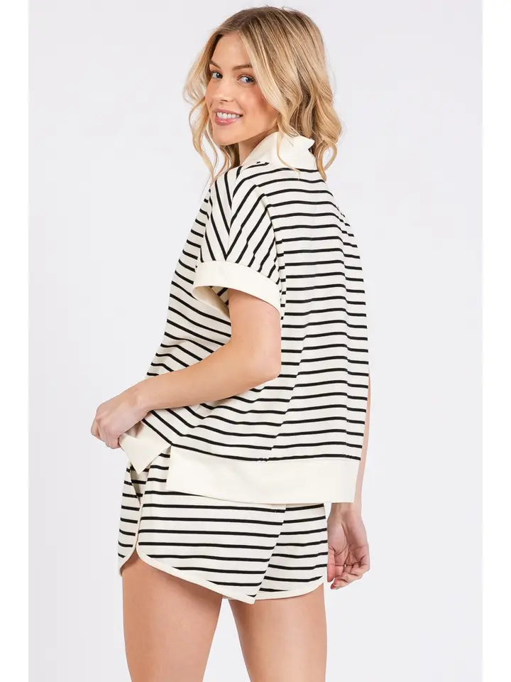 Half Zip Striped Set