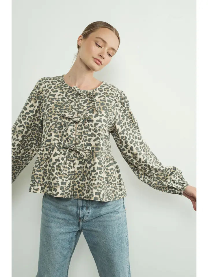 Denim Leopard Top