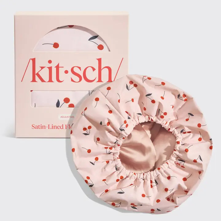 Satin Lined Cherry Shower Cap