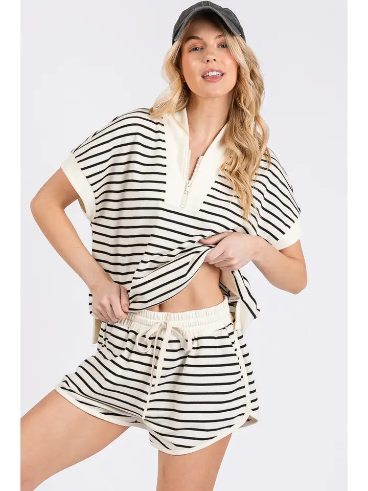 Half Zip Striped Set
