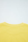 Yellow Cream Drop Shoulder Puff Sleeve Crop Pullover Drawstring Wide Leg Pants Set
