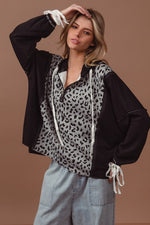Leopard and Black Oversized Hoodie