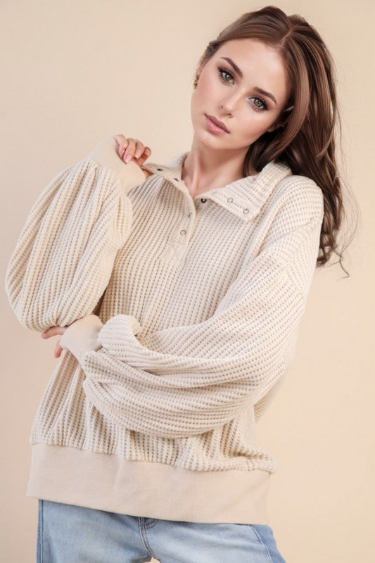 Waffle Knit Pullover