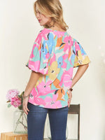 Summer Flowers Puff Sleeve Blouse