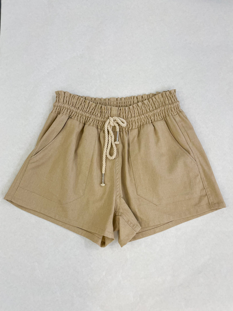 Rope Drawstring Linen Shorts